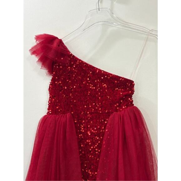 Alisa & Leo One Shoulder Sequined Dress Size 10Y - Picture 4 of 7